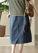 Load image into Gallery viewer, Blue Pockets Patchwork Denim Skirts Wrinkled Elastic Waist Summer