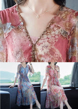 Load image into Gallery viewer, Blue Print Chiffon Vacation Dresses Cinched Exra Large Hem Summer