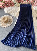 Load image into Gallery viewer, Blue Satin High Waist Draping Pleated Skirts Spring