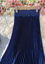Load image into Gallery viewer, Blue Satin High Waist Draping Pleated Skirts Spring