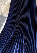 Load image into Gallery viewer, Blue Satin High Waist Draping Pleated Skirts Spring