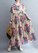 Load image into Gallery viewer, Bohemian Apricot Oversized Floral Exra Large Hem Cotton Holiday Dress Summer
