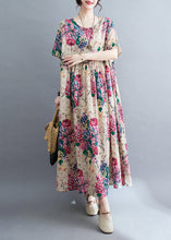 Load image into Gallery viewer, Bohemian Apricot Oversized Floral Exra Large Hem Cotton Holiday Dress Summer