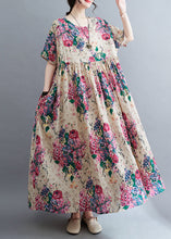 Load image into Gallery viewer, Bohemian Apricot Oversized Floral Exra Large Hem Cotton Holiday Dress Summer