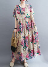 Load image into Gallery viewer, Bohemian Apricot Oversized Floral Exra Large Hem Cotton Holiday Dress Summer