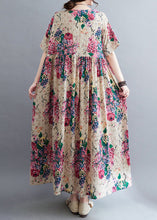 Load image into Gallery viewer, Bohemian Apricot Oversized Floral Exra Large Hem Cotton Holiday Dress Summer