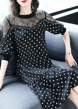 Load image into Gallery viewer, Bohemian Black Hollow Out Lace Patchwork Dot Chiffon Dresses Summer