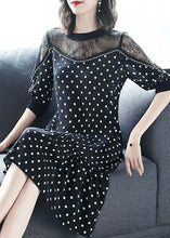 Load image into Gallery viewer, Bohemian Black Hollow Out Lace Patchwork Dot Chiffon Dresses Summer
