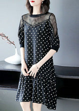 Load image into Gallery viewer, Bohemian Black Hollow Out Lace Patchwork Dot Chiffon Dresses Summer