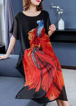 Load image into Gallery viewer, Bohemian Black O Neck Animal Print Patchwork Chiffon Dresses Summer