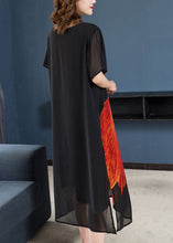 Load image into Gallery viewer, Bohemian Black O Neck Animal Print Patchwork Chiffon Dresses Summer