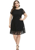 Bohemian Black O-Neck Lace Mid Dress Summer