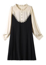 Load image into Gallery viewer, Bohemian Black Ruffled Patchwork Party Long Dress Spring