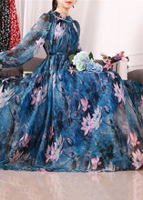 Load image into Gallery viewer, Bohemian Blue Print Exra Large Hem Chiffon Beach Dresses Spring