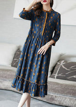 Load image into Gallery viewer, Bohemian Blue Ruffled Print Wrinkled Cotton Dress Bracelet Sleeve
