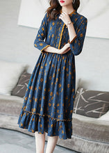 Load image into Gallery viewer, Bohemian Blue Ruffled Print Wrinkled Cotton Dress Bracelet Sleeve