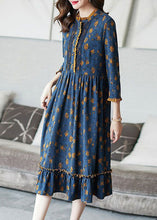 Load image into Gallery viewer, Bohemian Blue Ruffled Print Wrinkled Cotton Dress Bracelet Sleeve