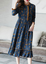 Load image into Gallery viewer, Bohemian Blue Ruffled Print Wrinkled Cotton Dress Bracelet Sleeve