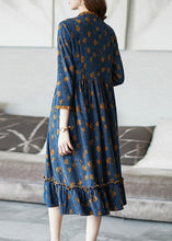 Load image into Gallery viewer, Bohemian Blue Ruffled Print Wrinkled Cotton Dress Bracelet Sleeve