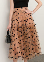 Bohemian Chocolate Patchwork Loving Heart Dot Tulle Skirt Spring