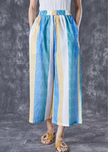 Load image into Gallery viewer, Bohemian Colorblock Striped Pockets Linen Wide Leg Pants Summer