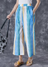 Load image into Gallery viewer, Bohemian Colorblock Striped Pockets Linen Wide Leg Pants Summer