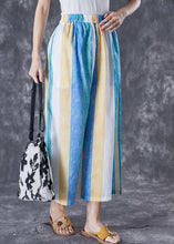 Load image into Gallery viewer, Bohemian Colorblock Striped Pockets Linen Wide Leg Pants Summer