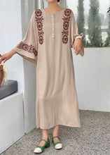 Load image into Gallery viewer, Bohemian Green O-Neck Embroideried Cotton Dress Flare Sleeve