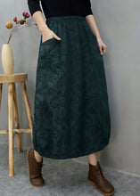 Load image into Gallery viewer, Bohemian Green Pockets Jacquard Cotton Skirts Winter