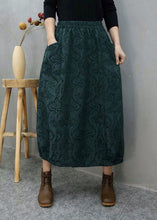 Load image into Gallery viewer, Bohemian Green Pockets Jacquard Cotton Skirts Winter
