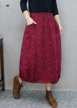 Load image into Gallery viewer, Bohemian Green Pockets Jacquard Cotton Skirts Winter