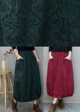 Load image into Gallery viewer, Bohemian Green Pockets Jacquard Cotton Skirts Winter