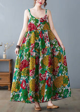 Load image into Gallery viewer, Bohemian Green Print Exra Large Hem Cotton Beach Dresses Summer