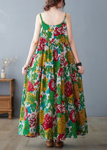 Load image into Gallery viewer, Bohemian Green Print Exra Large Hem Cotton Beach Dresses Summer