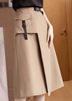 Bohemian Khaki High Waist asymmetrical design slim fit Fall Skirt
