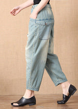 Load image into Gallery viewer, Bohemian Light Blue Button Pockets Casual Harem Fall Denim Pants