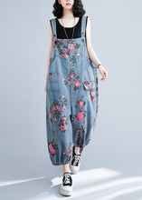 Load image into Gallery viewer, Bohemian Light Blue Oversized Print Pockets Denim Jumpsuits Summer