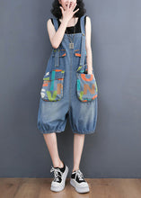 Load image into Gallery viewer, Bohemian Light Blue Slash Neck Print Button Denim Jumpsuit Summer