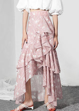 Load image into Gallery viewer, Bohemian Pink Print Ruffles Asymmetrical design Mermaid Skirt