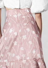 Load image into Gallery viewer, Bohemian Pink Print Ruffles Asymmetrical design Mermaid Skirt