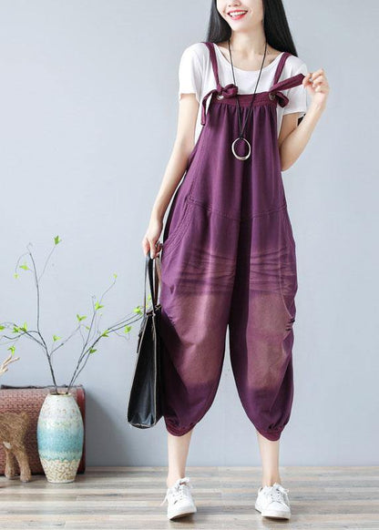 Bohemian Purple Hole Patchwork Fall Cotton Romper