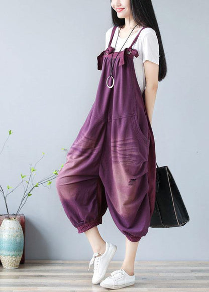 Bohemian Purple Hole Patchwork Fall Cotton Romper