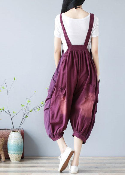 Bohemian Purple Hole Patchwork Fall Cotton Romper