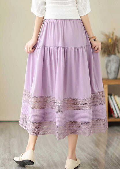 Bohemian Purple Hollow Out Patchwork Cotton Skirts Summer