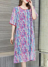 Load image into Gallery viewer, Bohemian Purple O Neck Print Patchwork Chiffon Dresses Summer