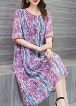 Load image into Gallery viewer, Bohemian Purple O Neck Print Patchwork Chiffon Dresses Summer