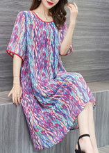 Load image into Gallery viewer, Bohemian Purple O Neck Print Patchwork Chiffon Dresses Summer