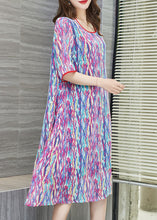 Load image into Gallery viewer, Bohemian Purple O Neck Print Patchwork Chiffon Dresses Summer