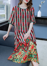 Load image into Gallery viewer, Bohemian Red O Neck Print Patchwork Chiffon Dresses Summer