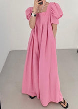 Load image into Gallery viewer, Bohemian Rose Square Collar Oversized Linen Jumpsuits Wide Leg Pants Summer
